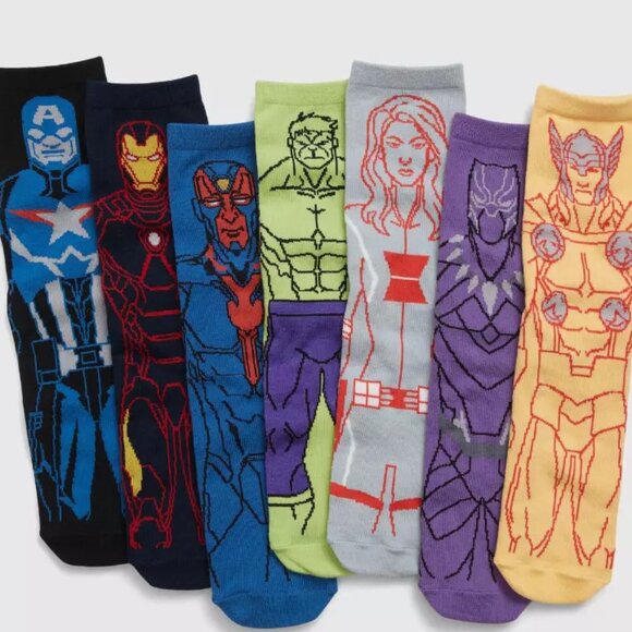 GAP Other - New GAP KIDS - MARVEL Avengers Crew Socks 7 Pair Size Large fits Shoe Size 3-4